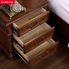 ●千匠一品 美式风格 桃花芯木实木框架+五金拉手 时尚古典床头柜A23-J