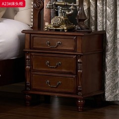 ●千匠一品 美式风格 桃花芯木实木框架+五金拉手 时尚古典床头柜A23-J