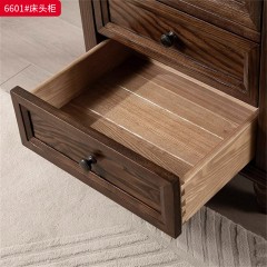 ●千匠一品 美式风格 进口白蜡木 时尚古典床头柜6601-J