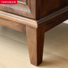 ●千匠一品 美式风格 北美黑胡桃木 时尚古典床头柜CWW03-J