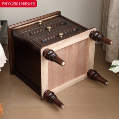 ●千匠一品 美式风格 主材橡胶木实木+实木抽屉+五金拉手+实木多层板 时尚古典床头柜PNYX2501-J