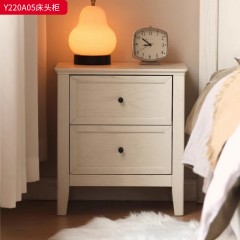 ●千匠一品 美式风格 主材橡木+环保净味漆+五金拉手+辅材泡桐木 时尚古典床头柜Y220A05-J