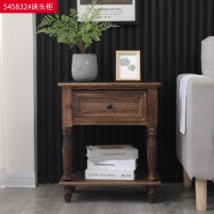 ●千匠一品 美式风格 实木框架+实木抽屉+环保水性漆 时尚古典床头柜545832-J