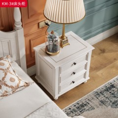 ●千匠一品 美式风格 白蜡木框架+多层实木板+松木抽屉+环保漆 时尚古典床头柜KM-3-J