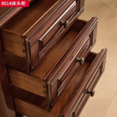●千匠一品 欧法式风格 金丝柚木实木框架+锌铜金拉手+全实木抽屉 经典优雅床头柜801-J