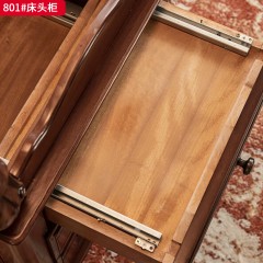 ●千匠一品 欧法式风格 金丝柚木实木框架+锌铜金拉手+全实木抽屉 经典优雅床头柜801-J