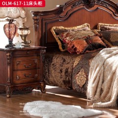 ●千匠一品 欧式风格 主材质使用俄罗斯高档进口桦木+副材质使用E1级环保板+台湾进口大宝油漆 经典优雅床头柜OLM-617-11-J