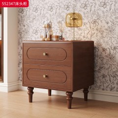 ●千匠一品 美式风格 主材橡胶木+实木导轨+带毛绒抽屉底板+环保水性漆 时尚古典床头柜552347-J