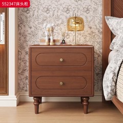 ●千匠一品 美式风格 主材橡胶木+实木导轨+带毛绒抽屉底板+环保水性漆 时尚古典床头柜552347-J