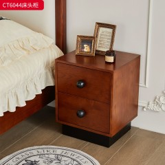 ●千匠一品 法式风格 多层实木板+俄罗斯落叶松木+静音导轨 时尚古典床头柜CT6044-J
