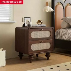 ●千匠一品 法式风格 藤编+E0级实木多层板 经典优雅床头柜J240830-J