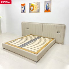 千匠一品 现代风格 超纤皮面料+高密度回弹海绵+实木排骨架+实木框架 时尚大气床k19-J