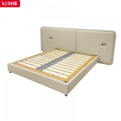 千匠一品 现代风格 超纤皮面料+高密度回弹海绵+实木排骨架+实木框架 时尚大气床k19-J