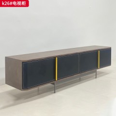 千匠一品 现代风格 马鞍皮+实木多层板+不锈钢底架+五金件 时尚大气电视柜k26-J