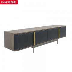千匠一品 现代风格 马鞍皮+实木多层板+不锈钢底架+五金件 时尚大气电视柜k26-J