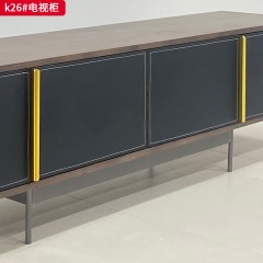 千匠一品 现代风格 马鞍皮+实木多层板+不锈钢底架+五金件 时尚大气电视柜k26-J