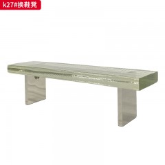 千匠一品 现代风格 水晶玻璃+不锈钢脚架 时尚大气换鞋凳k27-J