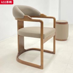 千匠一品 现代风格 超纤皮面料+高回弹海绵+白蜡木框架 时尚大气茶椅k32-J