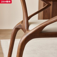 千匠一品 中古风格 白蜡木+坐垫西皮 布面 时尚优雅休闲椅2004-J