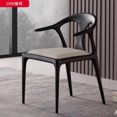 千匠一品 中古风格 白蜡木+坐垫（西皮 布面）时尚大气餐椅2008-L
