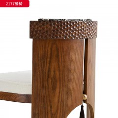 千匠一品 中古风格 白蜡木+绒布坐垫（布艺 西皮）+高密度海绵 时尚优雅餐椅2177-L
