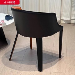 【精品】千匠一品 意式极简风格 碳素钢+马鞍皮 时尚优雅餐椅YL-01-L
