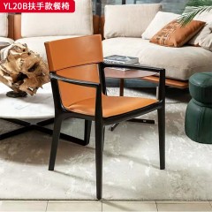 千匠一品 意式极简风格 白蜡木+马鞍皮 时尚简约餐椅YL20B-J