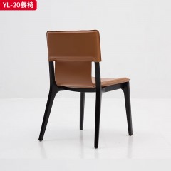 千匠一品 意式极简风格 白蜡木+马鞍皮 时尚简约餐椅YL-20-J