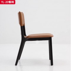 千匠一品 意式极简风格 白蜡木+马鞍皮 时尚简约餐椅YL-20-J