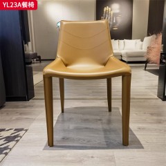 千匠一品 意式极简风格 碳素钢+马鞍皮 时尚简约餐椅YL23A-J
