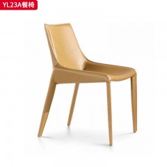 千匠一品 意式极简风格 碳素钢+马鞍皮 时尚简约餐椅YL23A-J