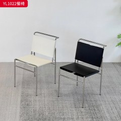 千匠一品 意式极简风格 优质马鞍皮+不锈钢 时尚优雅餐椅YL1022-L