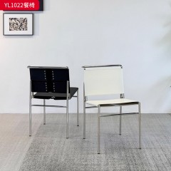 千匠一品 意式极简风格 优质马鞍皮+不锈钢 时尚优雅餐椅YL1022-L