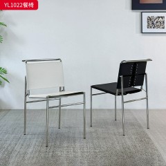 千匠一品 意式极简风格 优质马鞍皮+不锈钢 时尚优雅餐椅YL1022-L