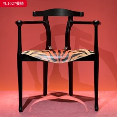 千匠一品 中古风格 马鞍皮+高密度海绵+白蜡木框架 时尚优雅餐椅YL1027-L