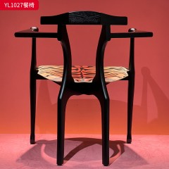 千匠一品 中古风格 马鞍皮+高密度海绵+白蜡木框架 时尚优雅餐椅YL1027-L