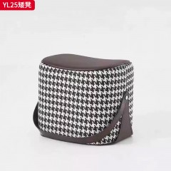千匠一品 意式极简风格 实木框架+马鞍皮 时尚优雅矮椅YL25-L