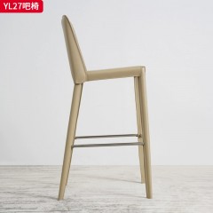 千匠一品 意式极简风格 碳素钢+马鞍皮 时尚优雅吧椅YL27-L