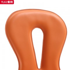 千匠一品 意式极简风格 碳素钢+马鞍皮 时尚优雅餐椅YL37-L