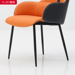 千匠一品 意式极简 优质西皮+高密度海绵+喷砂五金脚 时尚优雅餐椅YL-657-L