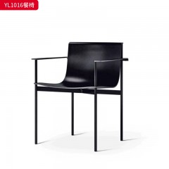 千匠一品 意式极简风格 优质马鞍皮+碳素钢 时尚优雅餐椅YL1016-L