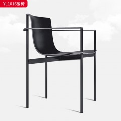 千匠一品 意式极简风格 优质马鞍皮+碳素钢 时尚优雅餐椅YL1016-L