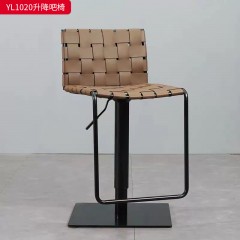 千匠一品 意式极简风格 优质马鞍皮+碳素钢 时尚优雅升降吧椅YL1020-L
