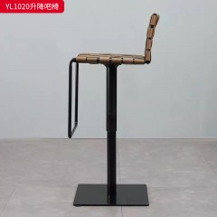 千匠一品 意式极简风格 优质马鞍皮+碳素钢 时尚优雅升降吧椅YL1020-L
