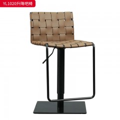 千匠一品 意式极简风格 优质马鞍皮+碳素钢 时尚优雅升降吧椅YL1020-L