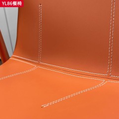 千匠一品 意式极简风格 碳素钢+马鞍皮 时尚简约餐椅YL86-J