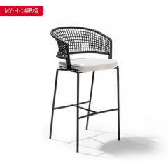 千匠一品 户外风格 防泼水面料+201不锈钢框架+PE编藤 时尚耐用吧椅MY-H-14-J