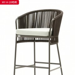 千匠一品 户外风格 铝合金框架+奥利芬编绳+防泼水面料 时尚耐用吧椅MY-H-20-J
