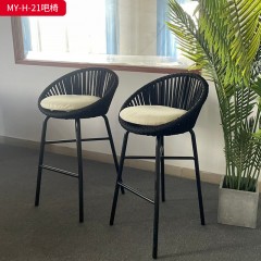 千匠一品 户外风格 铝合金框架+奥利芬编绳+防泼水面料 时尚耐用吧椅MY-H-21-J
