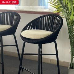 千匠一品 户外风格 铝合金框架+奥利芬编绳+防泼水面料 时尚耐用吧椅MY-H-21-J